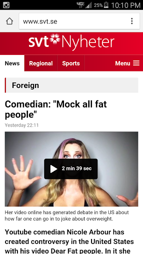 “Mock All Fat People” : “Dear Fat People”  :  Swedish TV